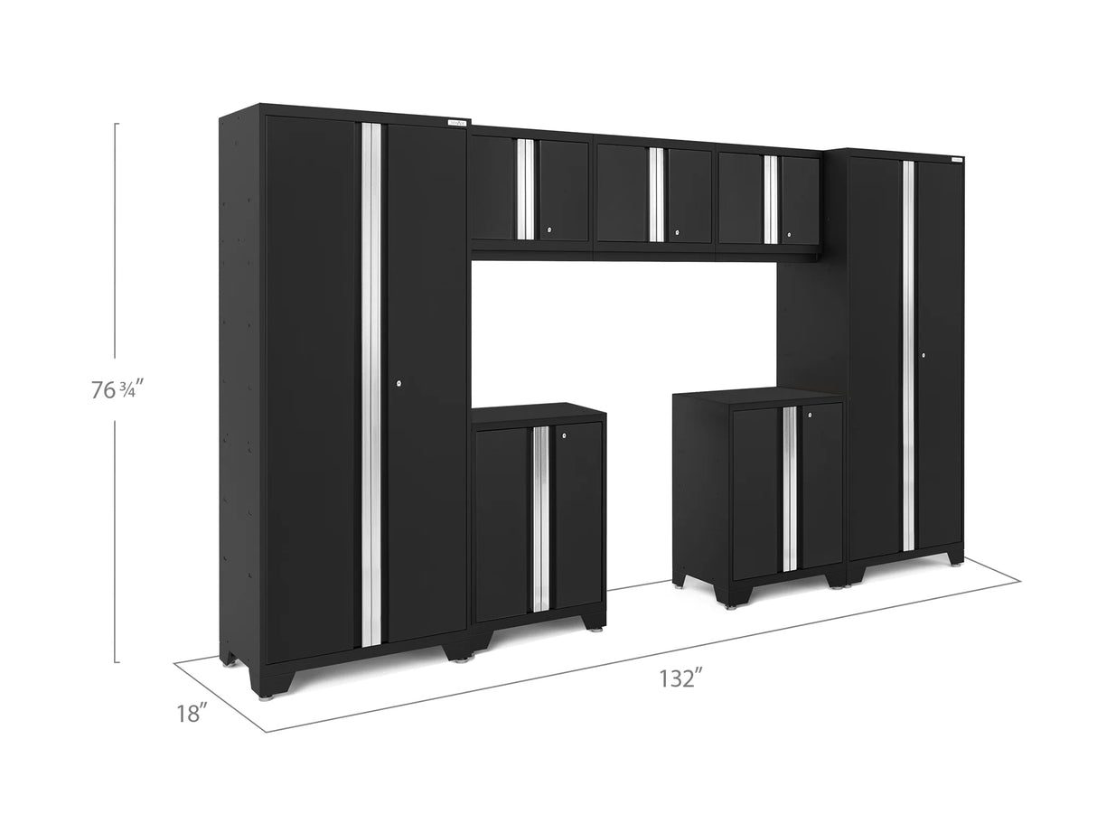 Bold Series 7 Piece Cabinet Set with Base, Wall Cabinets and 30 In. Lockers