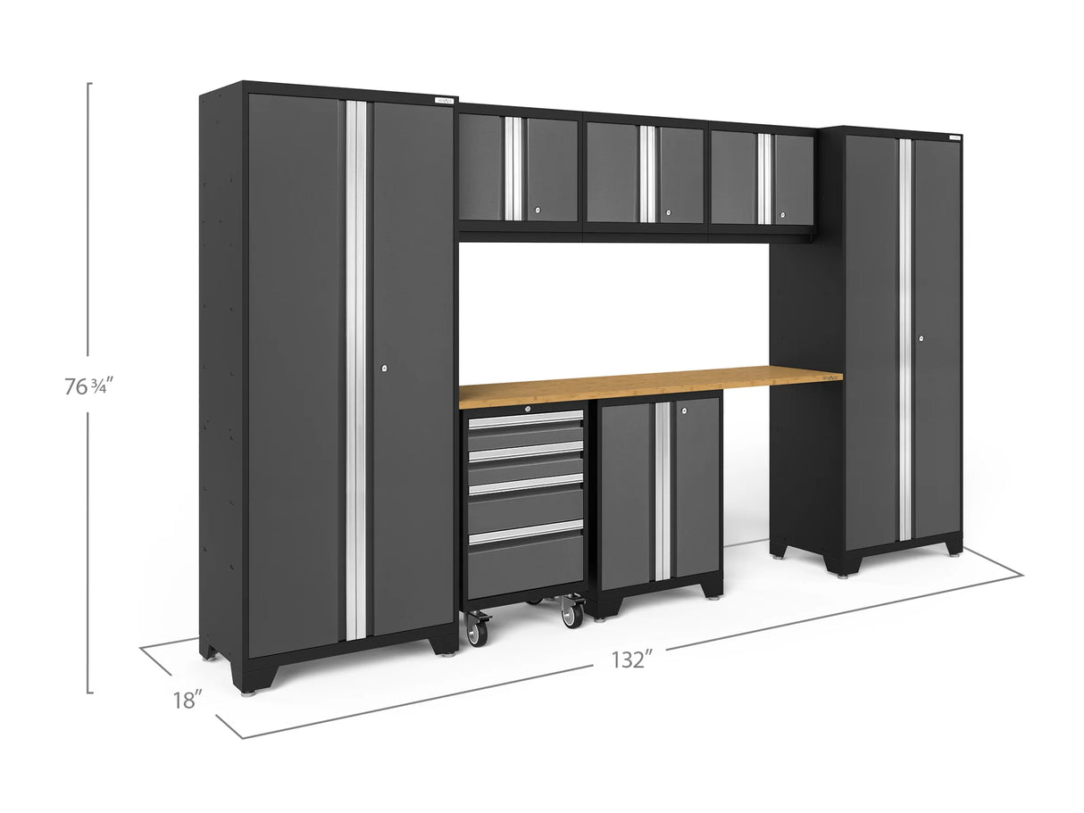 Bold Series 8 Piece Cabinet Set with Tool, Base, Wall Cabinets and 30 In. Lockers