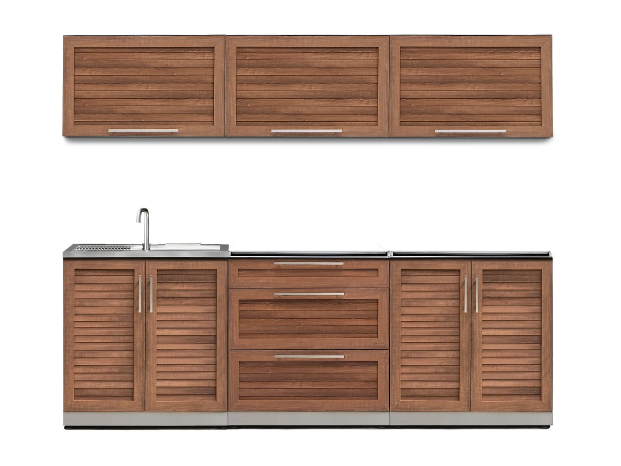 Outdoor Kitchen Stainless Steel 6 Piece Cabinet Set with Sink, 3-Drawer, 2-Door and Wall Cabinets