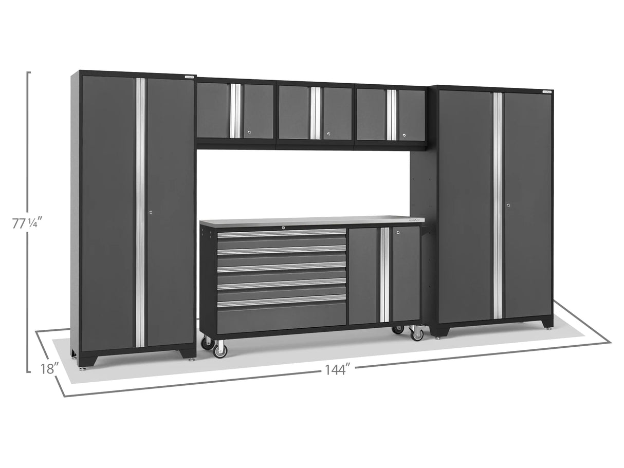 Bold Series 6 Piece Cabinet Set with Project Center, Wall Cabinets and Lockers