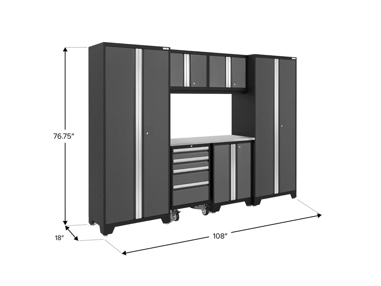 Bold Series 7 Piece Cabinet Set with Tool, Base, Wall Cabinets and 30 In. Lockers