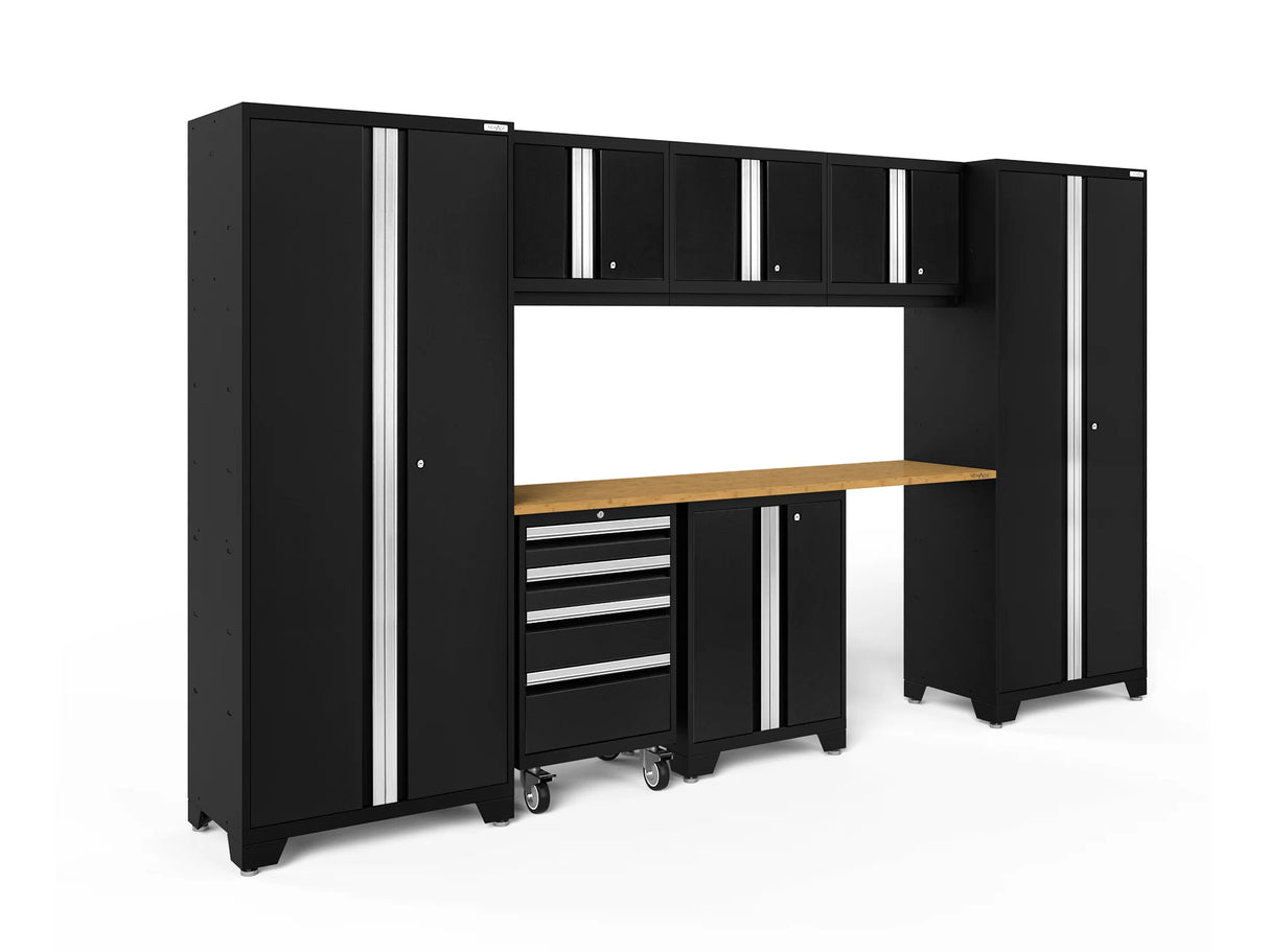 Bold Series 8 Piece Cabinet Set with Tool, Base, Wall Cabinets and 30 In. Lockers