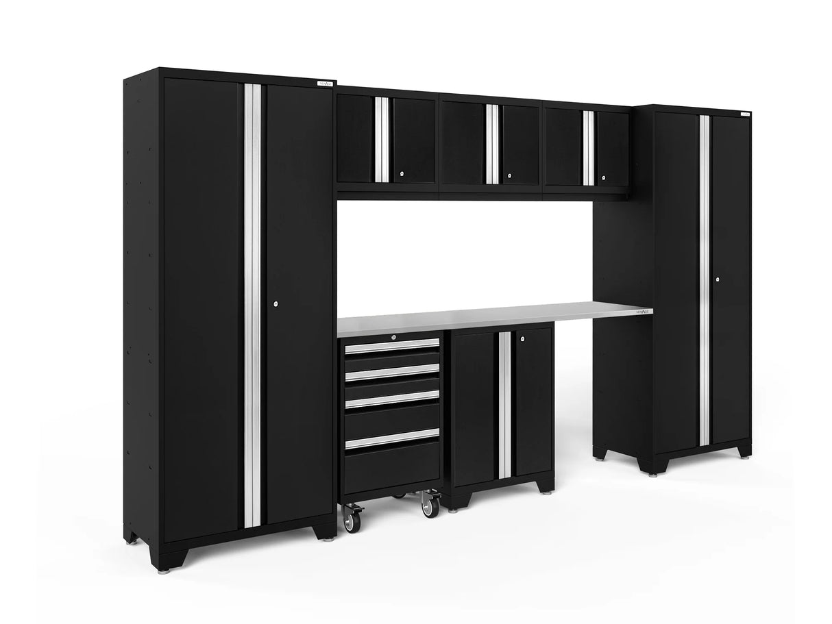Bold Series 8 Piece Cabinet Set with Tool, Base, Wall Cabinets and 30 In. Lockers