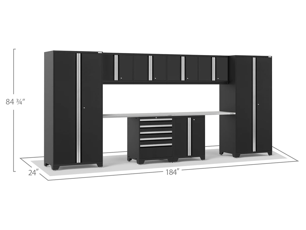 Pro Series 10 Piece Cabinet Set with Locker, Base, Tool Drawer Cabinet and 56 In. Worktop