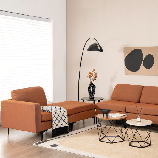 Modular 3-Seat L-shaped Sectional Sofa with Reversible Chaise and 2 USB Ports-Orange
