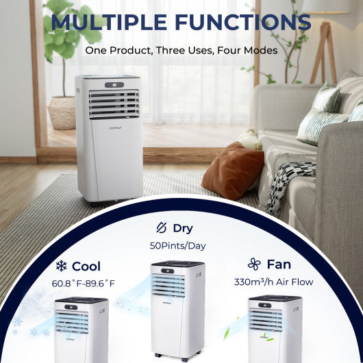 10000 BTU 4-in-1 Portable Air Conditioner with Dehumidifier and Fan Mode-White