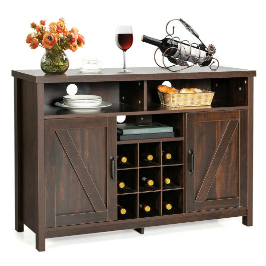 Farmhouse Sideboard with Detachable Wine Rack and Cabinets-Brown
