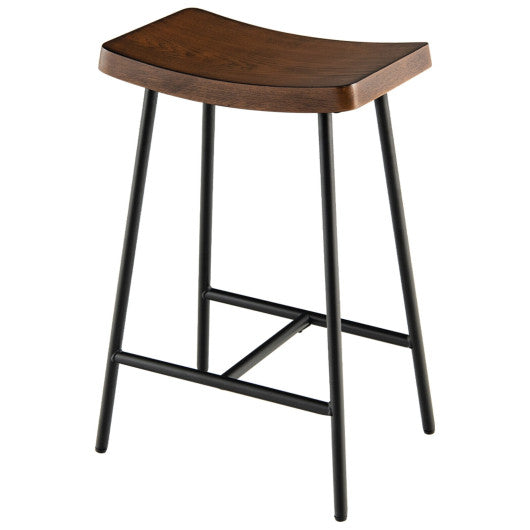 Industrial Saddle Stool with Metal Legs and Adjustable Foot Pads-24 inches