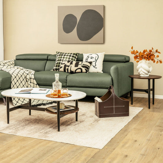 Set of 2 Modern Nesting Coffee Table with Extra Storage Shelf-White