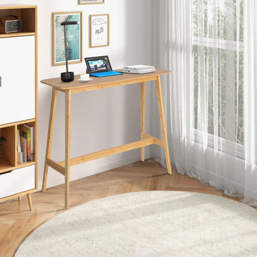 48 Inch Bamboo Bar Table High Top Console Dining Pub Table-Natural