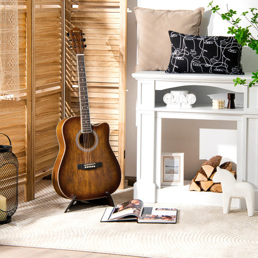 41 Inch Full Size Cutaway Acoustic Guitar Set for Beginner-Coffee