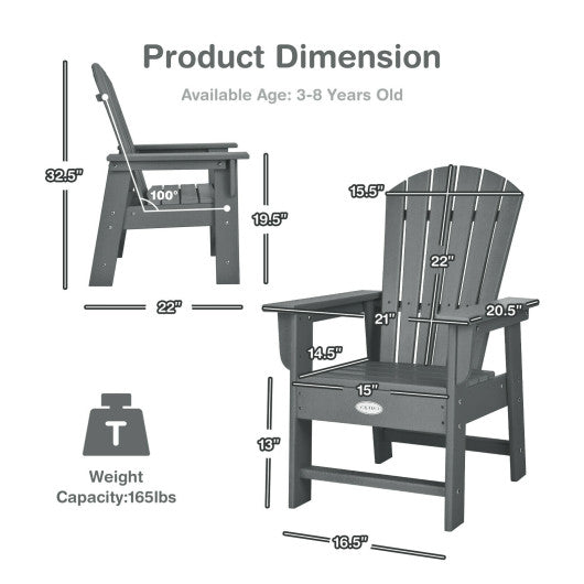 Patio Kids' Adirondack Chair with Ergonomic Backrest-Gray