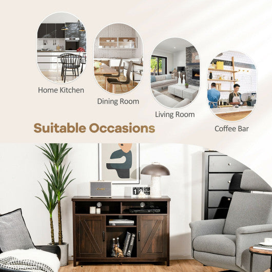 Farmhouse Sideboard with Detachable Wine Rack and Cabinets-Brown