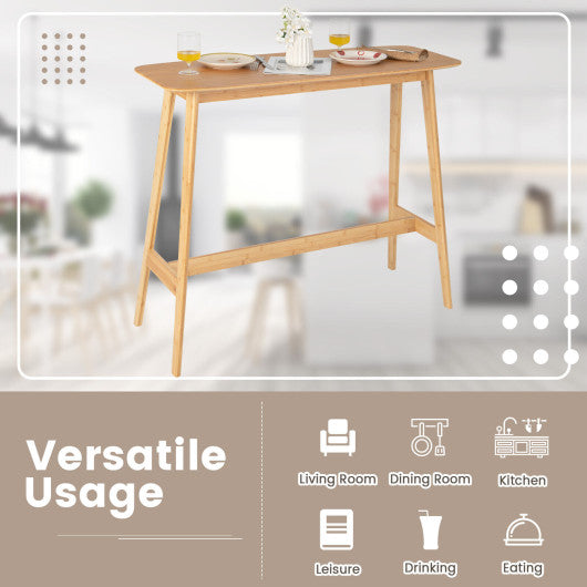 48 Inch Bamboo Bar Table High Top Console Dining Pub Table-Natural