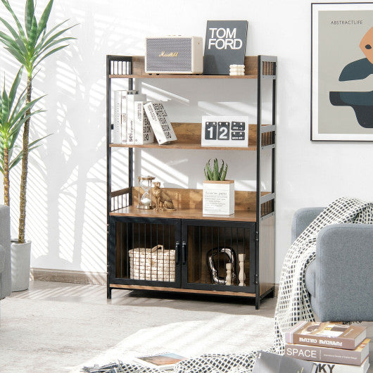 3-Tier Baker's Rack with Storage Cabinet-Rustic Brown