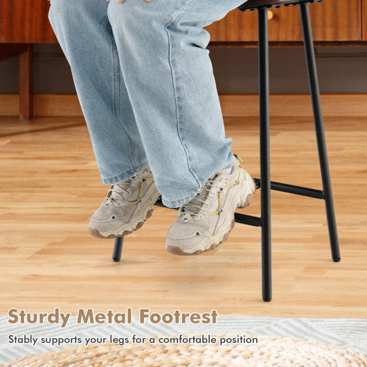 Industrial Saddle Stool with Metal Legs and Adjustable Foot Pads-24 inches
