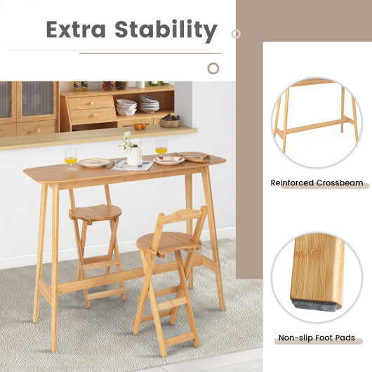 48 Inch Bamboo Bar Table High Top Console Dining Pub Table-Natural