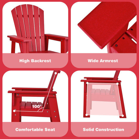 Patio Kids' Adirondack Chair with Ergonomic Backrest-Red