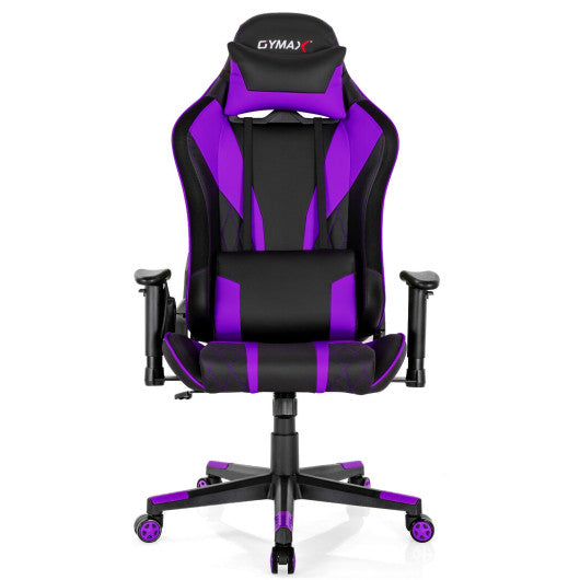 Gaming Chair Adjustable Swivel Computer Chair with Dynamic LED Lights-Purple