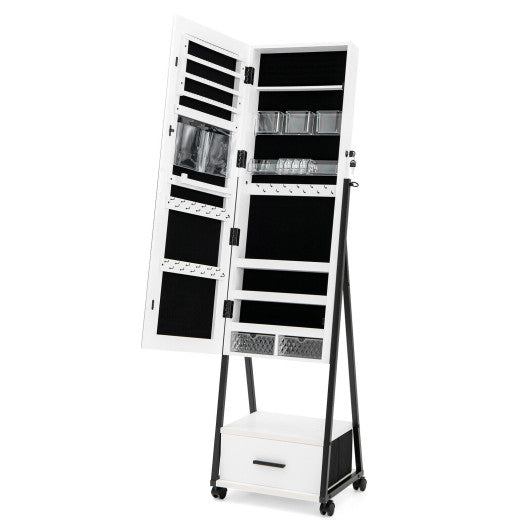 Jewelry Cabinet with Full Length Mirror-White