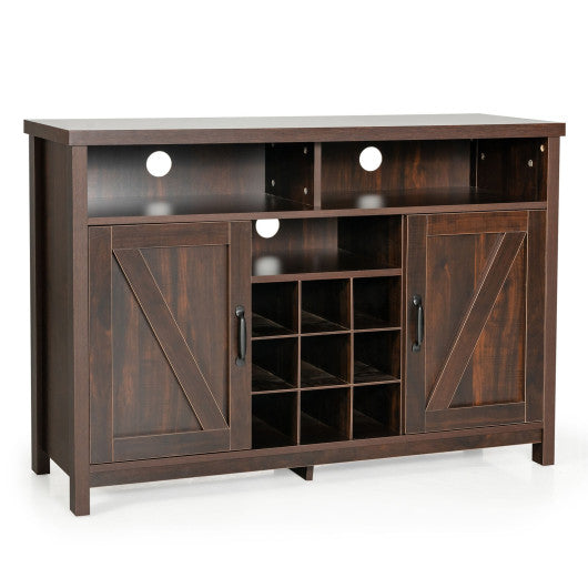 Farmhouse Sideboard with Detachable Wine Rack and Cabinets-Brown