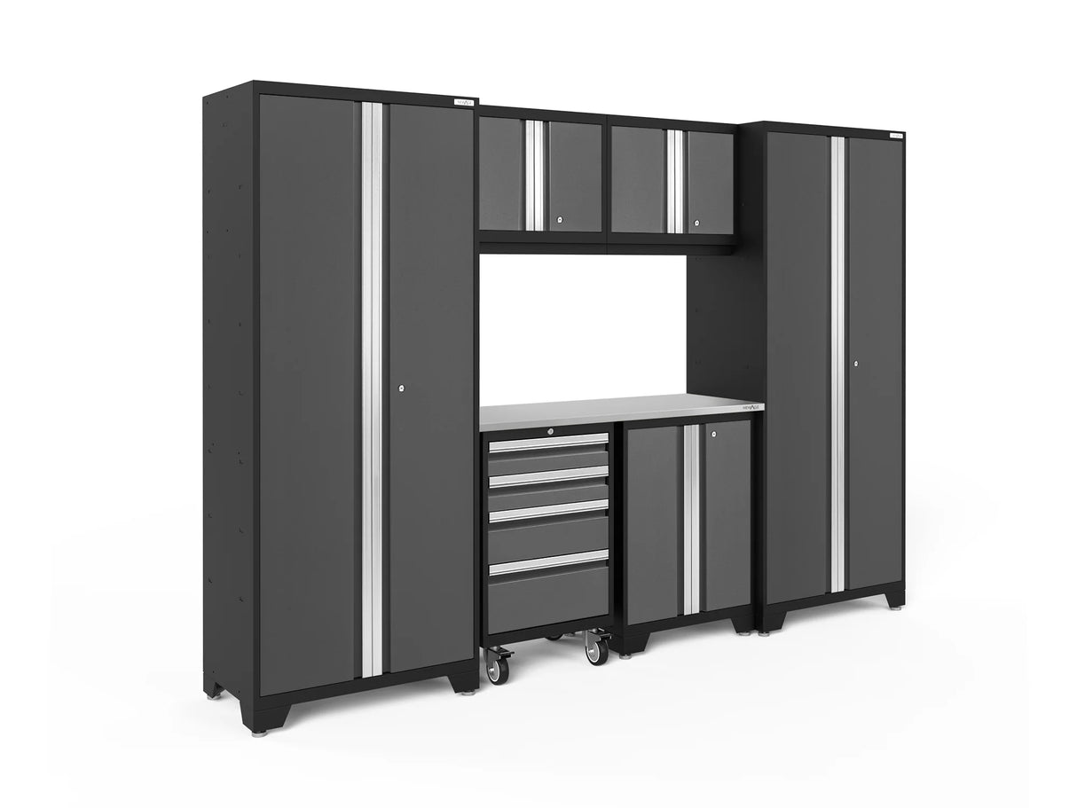 Bold Series 7 Piece Cabinet Set with Tool, Base, Wall Cabinets and 30 In. Lockers