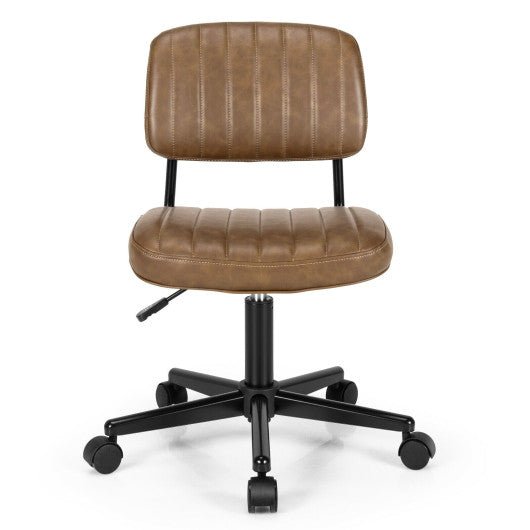 PU Leather Adjustable Office Chair Swivel Task Chair with Backrest-Brown