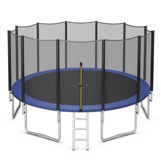 8/10/12/14/15/16 Feet Outdoor Trampoline Bounce Combo with Safety Closure Net Ladder-8 ft
