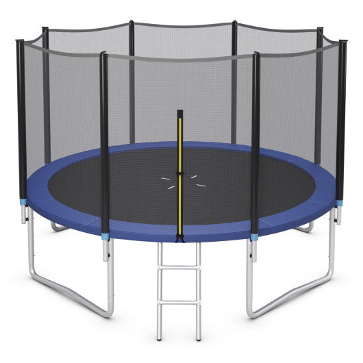 8/10/12/14/15/16 Feet Outdoor Trampoline Bounce Combo with Safety Closure Net Ladder-14 ft