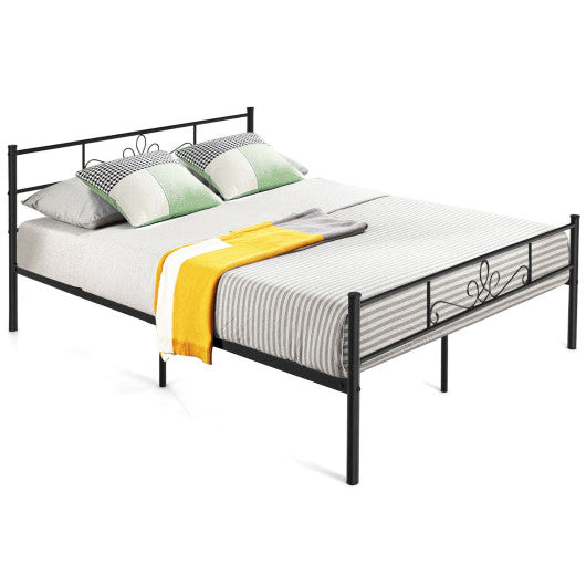 Twin/Full/Queen Size Metal Bed Frame with Headboard and Footboard-Queen Size