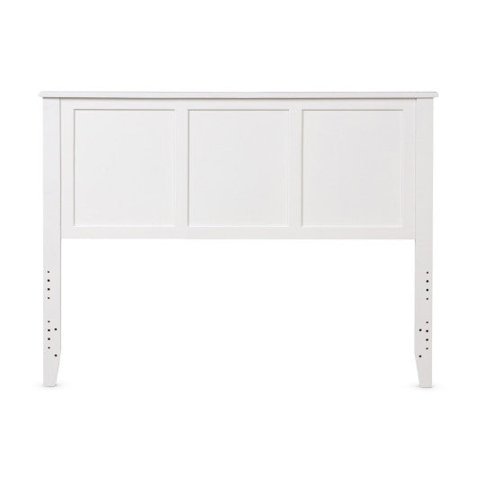 Full Wood Headboard Flat Panel with Pre-drilled Holes and Height Adjustment-White