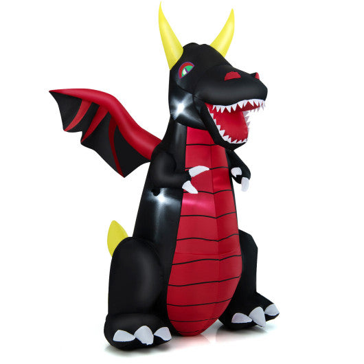 8 Feet Halloween Inflatable Fire Dragon Decoration with LED Lights