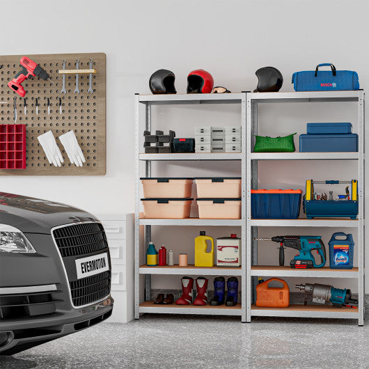 35.5 x 71 Inch Adjustable 5-Layer 2000 lbs Capacity Tool Shelf-Silver