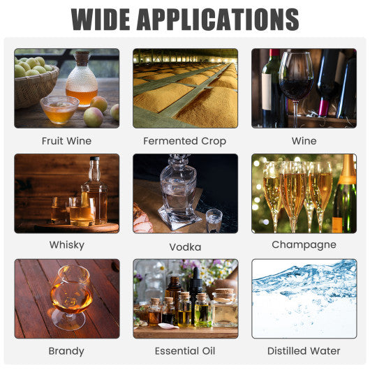 10 Gal 40 L Water Alcohol Distiller with 2 Stainless Steel Pots-10 Gal