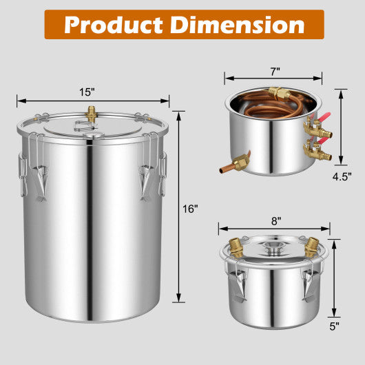 5/10 Gal 22/38 L Water Alcohol Distiller for DIY Whisky-10 Gal