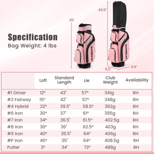 10 Pieces Womens Complete Golf Club Set with Alloy Driver