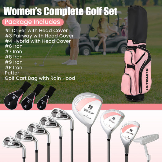 10 Pieces Womens Complete Golf Club Set with Alloy Driver