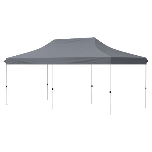 10 X 20 FT Pop up Canopy Tent Foldable Portable Outdoor Gazebo with Carry Bag-Gray