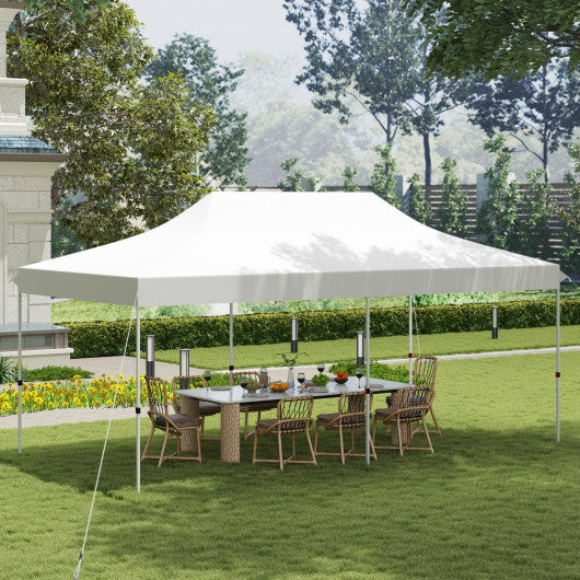 10 X 20 FT Pop up Canopy Tent Foldable Portable Outdoor Gazebo with Carry Bag-White