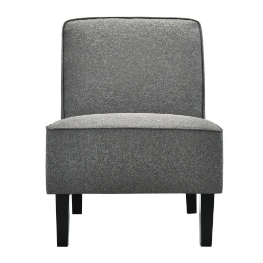 Modern Armless Accent Sofa Chair with Rubber Wood Legs -Gray