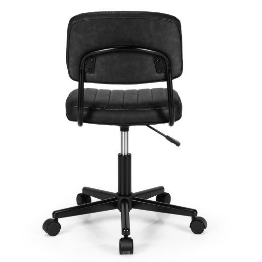 PU Leather Adjustable Office Chair Swivel Task Chair with Backrest-Black
