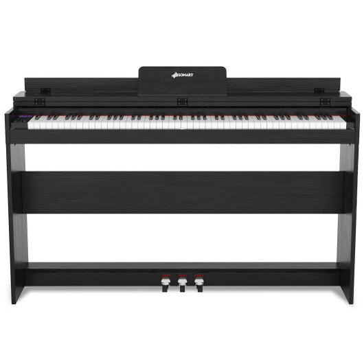 88 Key Full Size Electric Piano Keyboard with Stand 3 Pedals MIDI Function-Black