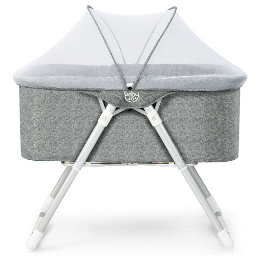 2-In-1 Baby Bassinet with Mattress and Net-Gray
