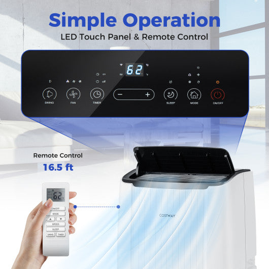 12000 BTU Portable Air Conditioner 4-in-1 Smart WiFi Enabled Home AC Unit with Heat