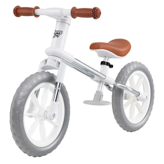 12 Inch Balance Bike with Adjustable Seat and Rotatable Handlebar-White