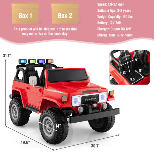 12V 2-Seat Licensed Kids Ride On Toyota FJ40 Car with 2.4G Remote Control-Red
