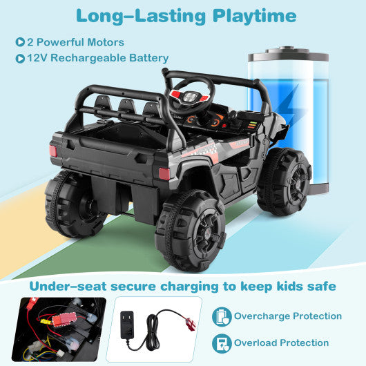12V Battery Powered Electric Vehicle with Remote Control and 3 Speeds-Black
