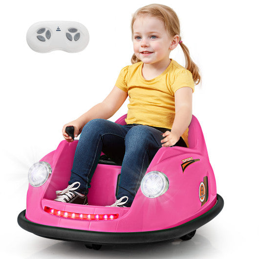 12V Electric Kids Ride on Bumper Car Battery Powered Bumping Car with Remote Control-Pink