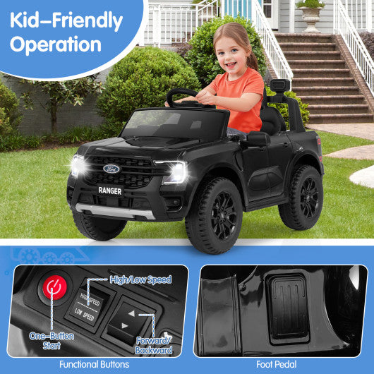 12V Electric Kids Ride on Car Licensed Ford Ranger with Remote Control and Music-Black