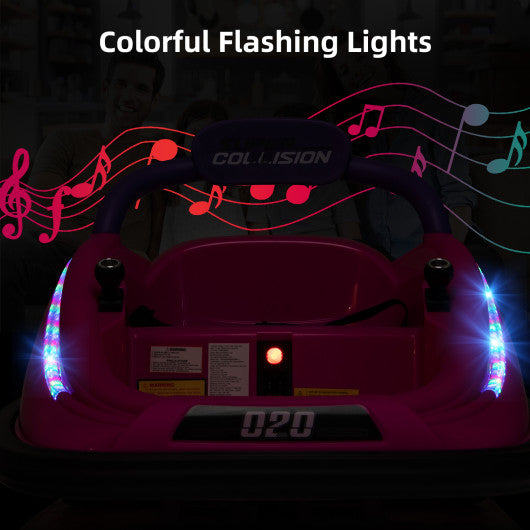 12V Kids Bumper Car Ride on Toy with Remote Control and 360 Degree Spin Rotation-Pink